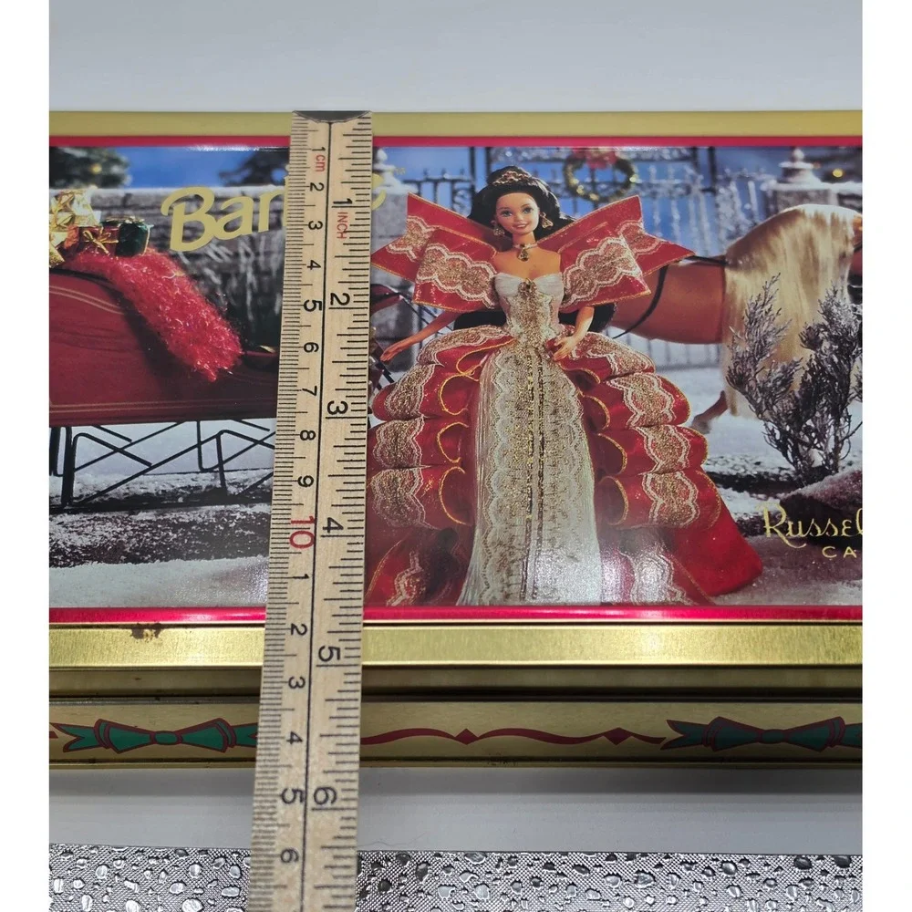 Vintage Barbie Happy Holidays 1996 Russell Stover Candies Tin Gold *Empty